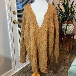 Free People Brown Knit Oversized Sweater